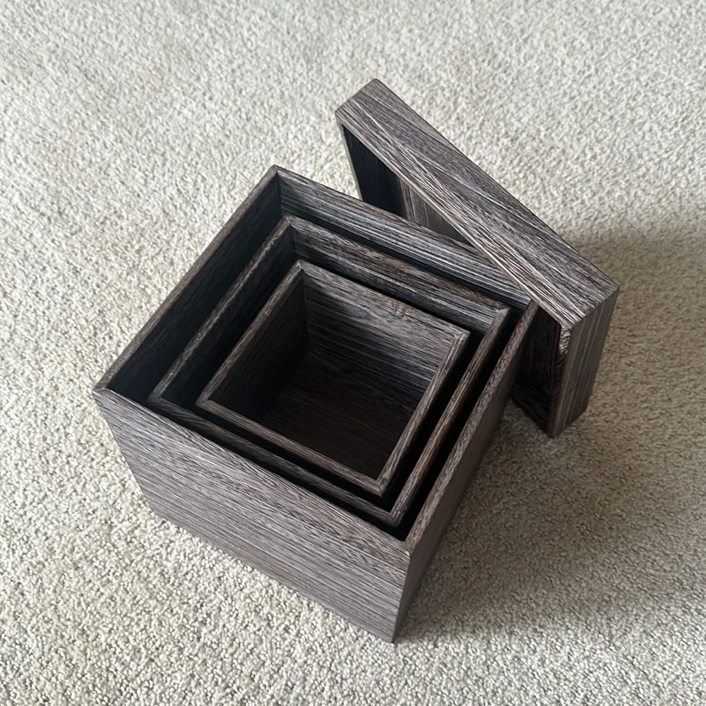 Crate&Barrel Grayish Brown Wooden Storage Boxes